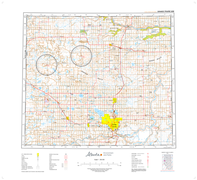 AB083M - GRANDE PRAIRIE - Topographic Map. The Alberta 1:250,000 scale paper topographic map series is part of the Alberta Environment & Parks Map Series. They are also referred to as topo or topographical maps is very useful for providing an overview of