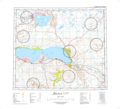 AB083O - LESSER SLAVE LAKE - Topographic Map. The Alberta 1:250,000 scale paper topographic map series is part of the Alberta Environment & Parks Map Series. They are also referred to as topo or topographical maps is very useful for providing an overview