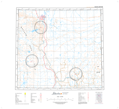 AB084G - WADLIN LAKE - Topographic Map. The Alberta 1:250,000 scale paper topographic map series is part of the Alberta Environment & Parks Map Series. They are also referred to as topo or topographical maps is very useful for providing an overview of an