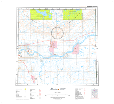 AB084J - VERMILION CHUTES - Topographic Map. The Alberta 1:250,000 scale paper topographic map series is part of the Alberta Environment & Parks Map Series. They are also referred to as topo or topographical maps is very useful for providing an overview o