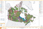 Surficial Geology of Canada. This detailed map shows surficial geological features such as glaciers including the glaciation extents and direction, colluvial deposits, alluvial sediments, glaciofluvial sediments, weathered bedrock or regolith and bedrock.