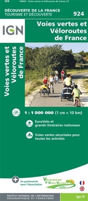 France EuroVelo and Cycle Routes and Greenways map. This is a good road map of France. Detailed information about international, national, and regional cycling routes. Includes information about regional parks and bases. This map is in both french and eng