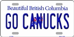 Vancouver Canucks Metal License Plate. This license plate reads Beautiful British Columbia GO CANUCKS, with the flag of BC in the background. Gotta support the team!