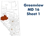 Greenview MD 16 Landowner map - Sheet 1 Valleyview. County and Municipal District (MD) maps show surface land ownership with each 1/4 section labeled with the owners name. Also shown by color are these land types - Crown (government), Freehold (private)