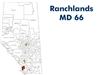 Ranchlands Municipal District Landowner map - MD 66. County and Municipal District (MD) maps show surface land ownership with each 1/4 section labeled with the owners name. Also shown by color are these land types - Crown (government), Freehold (private)