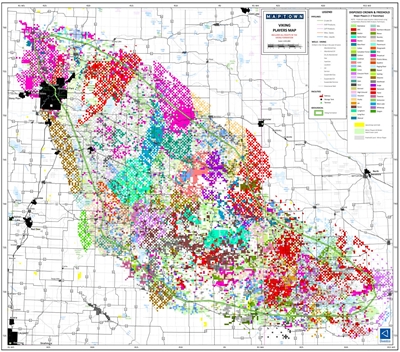 Viking Regional Oil Players map - Alberta & SK. This Regional Players map covers the entire Viking formation in Alberta & Saskatchewan. It includes current Viking Disposed Subsurface Crown Land Leases within the Viking Formation. Crown Land is colour code