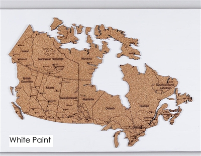 Canada Travel Map - Cork Pin Map with Flags. Share your travel story. Pin where you've been and add photos of your favorite places. This map of Canada is printed on eco-friendly cork. Measures 24" wide x 14" tall. Comes with a durable white wood backing t