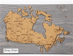 Canada Travel Map - Cork Pin Map with Flags GREY. Share your travel story. Pin where you've been and add photos of your favorite places. This map of Canada is printed on eco-friendly cork. Measures 24" wide x 14" tall. Comes with a durable grey wood backi