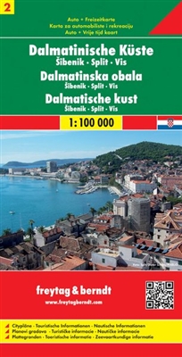 Dalmatian Coast Freytag Berndt.  This map covers Sibenk, Split, and Vis.