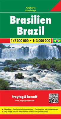 Brazil Travel map. Freytag & Berndt is a renowned publisher of road maps that cover many countries and regions worldwide. These maps are popular among travelers because they provide a clear and well-designed overview of the area, featuring shaded relief a