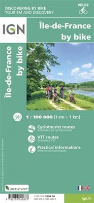 Ile-De-France Cycle Touring Map. Cycling map showing 100 circuits. Ile-de-France is a region in north-central France. It surrounds the nations famed capital, Paris, an international center for culture and cuisine with chic cafes and formal gardens. The ci