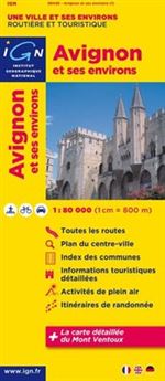 Avignon & Area Travel Map France. This is a really nice three in one map of the Avignon region. The main map covers the region surrounding Avignon at a scale of 1:80,000. An inset city map of Avignon is included as well as a detailed map of Mont Ventoux a