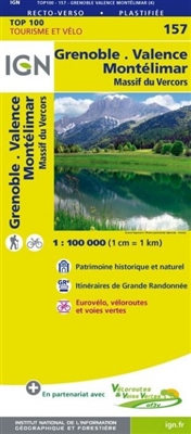 Grenoble Montelimar France - Detailed Road Map. The brand new revision of the IGN Top 100 maps - originally designed for cyclists they should appeal to anyone who wants to explore their holiday area of France in detail by walking, cycling or by car. IGN s