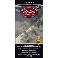 Ozarks G1 Motorcycle Map - Arkansas, Missouri & Oklahoma. If you are from either coast, chances are you have not put Arkansas, Missouri or Oklahoma on your radar as a riding destination. Huge mistake! The Ozarks have a density of spectacular paved roads t