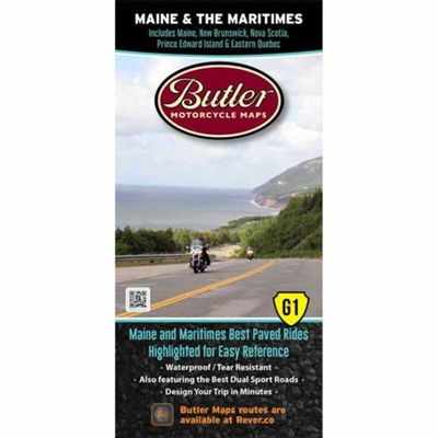 Maine & the Maritimes G1 Motorcycle Map. Maine, Nova Scotia, Prince Edward Island and the rest of the Maritimes await. Here is your map, its time to do this! The Butler Maps team rode over 39,000 miles into every nook and cranny of the region in search of