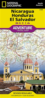 Nicaragua Honduras El Salvador National Geographic Adventure Map. This folded map provides global travelers with the perfect combination of detail and perspective, highlighting hundreds of points of interest and the diverse and unique destinations
