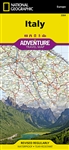Italy National Geographic Adventure Travel Map. The front side of the Italy map shows the northern half of the country from its borders with France, Switzerland, Austria, and Slovenia to its capital, Rome, and includes the provinces of Aosta Valley, Piedm