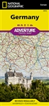 Germany National Geographic Adventure Map. The front side of the Germany map details the southern region of the country, from its border with Luxembourg, Belgium and France to the west, to Switzerland and Austria to the south, and Czechoslovakia to the ea