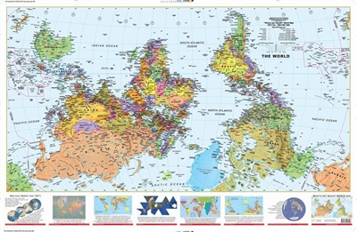 Upside Down World Folded Map - Medium. This south at the top map is a great educational tool. It challenges basic notions of what is up and down, depending where you live. True up from our standpoint on the earth, is away from the center, and the earth in