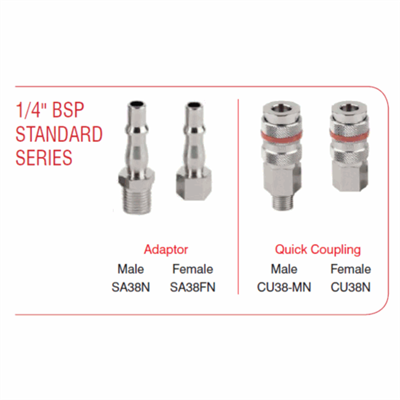 Airline fittings - CU38-MN 1/4 BSP Male Quick Coupling