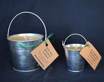 tin pail beeswax candle