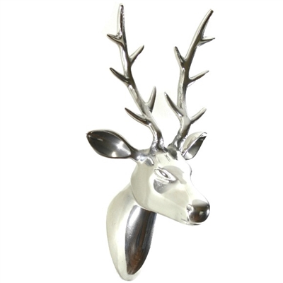 Polished Aluminum Reindeer Head Wall Decor