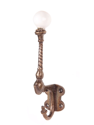 Coat hook with ceramic end