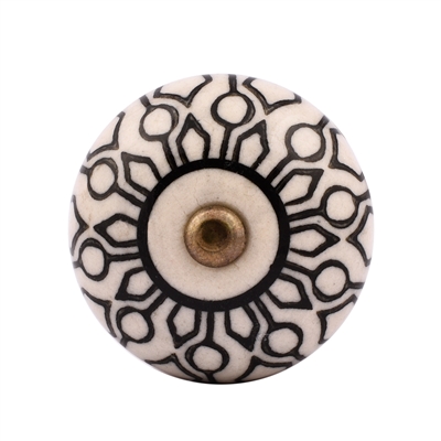 Black White Ceramic Cabinet Knob