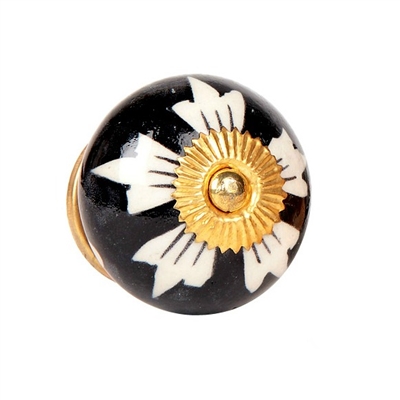 Ceramic Cabinet Knob with Black and White Pattern