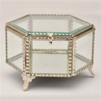 Hexagonal Glass Jewelry & Keepsake Box
