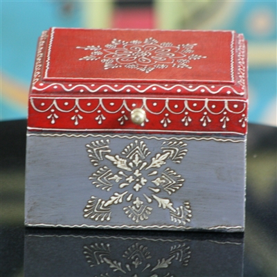 Wooden Jewelry Box (Dark Red and Grey)