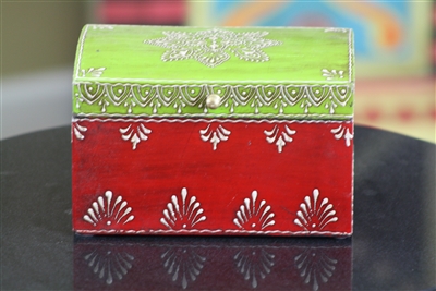 Wooden Jewelry Box (Dark Pink and Green)