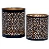 Set of Two Metal Votive Candle Holders in Gold & Black