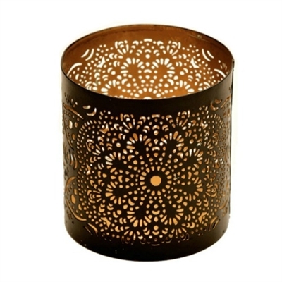 Metal Tealight & Votive Candle Holder (Black & Gold Finish)