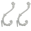 Set of Two White Iron Wall Hooks