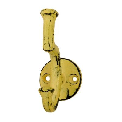 Iron Wall Hook in Distressed Yellow