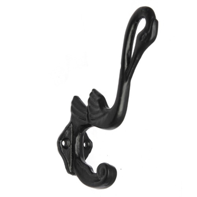 Swan Wall Hook in Black Powder Coated Finish