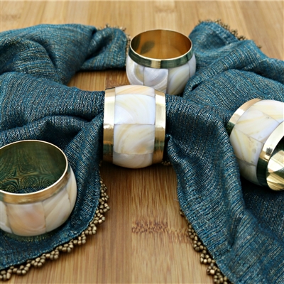 Set of Four Mother of Pearl Napkin Rings
