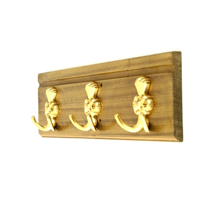 Wooden Hook Rack (Decorative Golden Hooks)