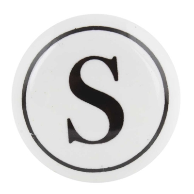 Alphabet S Ceramic Knob