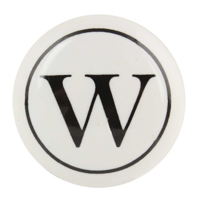 Alphabet W Ceramic Knob