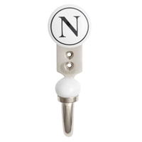 Alphabet N Ceramic Wall Hook