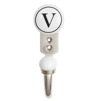 Alphabet V Ceramic Wall Hook