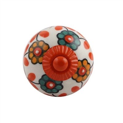 Sunflower Ceramic Drawer Knob with Orange Fitting