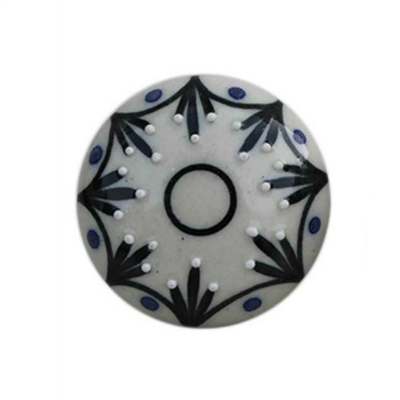 Black Floral Ceramic Drawer Knob