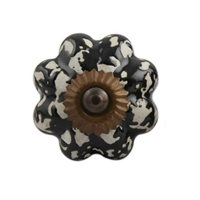 Black & White Etched Ceramic Drawer Knob