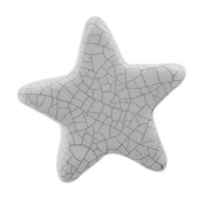 White Star Crackle Ceramic Cabinet Knob