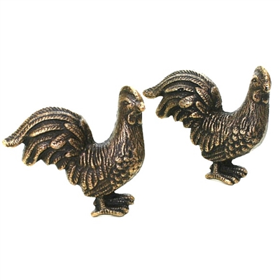 Metal Rooster Cabinet Knob in Antique Brass Finish