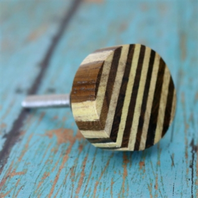 Round Wooden Stripe Cabinet Knob