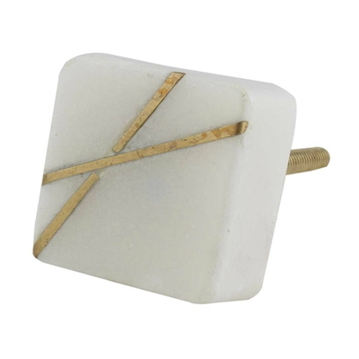 White Square Stone Gold Cross Knob